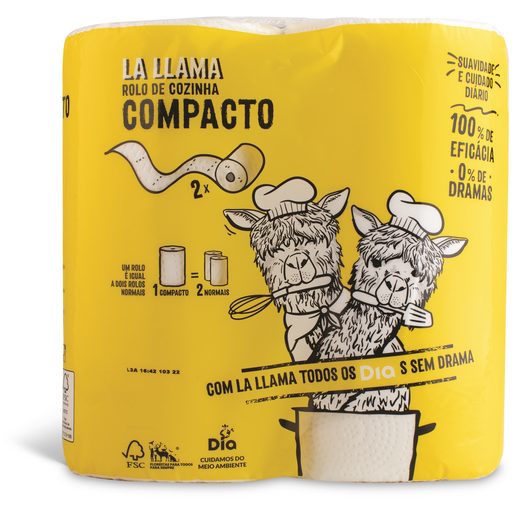 DIA LA LLAMA Rolo de Cozinha Compacto Branco 2 un