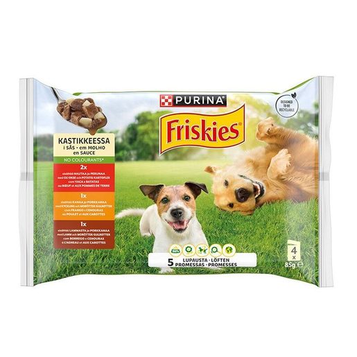 FRISKIES Alimento Cão Adulto Pedaços em Molho Vaca / Frango / Borrego 4x85 g