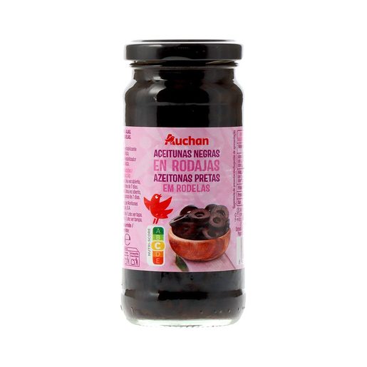 AUCHAN Azeitonas Pretas Rodelas em Frasco 230 g AUCHAN Azeitonas Pretas Rodelas em Frasco 230 g